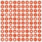 100 utensil icons hexagon orange