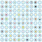 100 utensil icons set, flat style