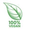 100% Vegan Icon with Green Engraved Leaf