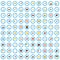 100 veterinary examination icons set, flat style