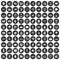 100 virtual icons set black circle