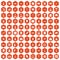 100 war crimes icons hexagon orange