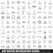 100 water recreation icons set, outline style