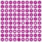 100 working professions icons hexagon violet