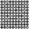 100 working professions icons set black circle