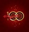 100 year Anniversary Tamplate with Red Ribbon on Abstract Background