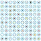 100 zoo examination icons set, flat style