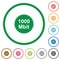 1000 mbit guarantee sticker flat icons with outlines