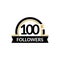 100000 followers and friends, 100K anniversary congratulations design banner template. Black and gold vector