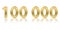 100000 golden number with reflection, vector illustration