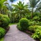 1013 Tropical Botanical Garden: A vibrant and tropical background featuring a tropical botanical garden with lush foliage, color