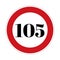 105 kmph or mph speed limit sign icon. Road side speed indicator safety element