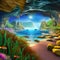 1057 Mystic Underwater Caves: A magical and enchanting background featuring mystical underwater caves with glowing crystals, aqu