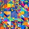 1064 Abstract Geometric Collage: A vibrant and dynamic background featuring an abstract collage of geometric shapes in bold and