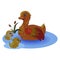 1083 duck, vector illustration, isolate on a white background, image of a duck on water in a cartoon style in color