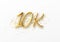 10k followers celebration design with Golden numbers, sparkling confetti and glitters. Realistic 3d festive illustration