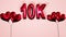 10k social media celebration background with inflated balloon texts and balloons