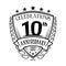 10th shield anniversary logo. 10th vector and illustration.