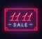 11.11 Singles day sale neon sign on a dark background.