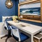 11 A coastal-inspired home office with a white desk, a blue accent wall, and beachy decor1, Generative AI