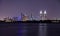 11 dec 2020, Palm jumeirah, Dubai.A panoramic view of the illuminated Dubai skyline with the majestic skyscrappers.