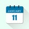 11 january flat daily calendar icon. Vector calendar template for the days of january.