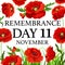 11 November poppy remembrance day vector card