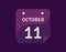 11 October, October 11 icon Single Day Calendar Vector illustration