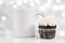 11 oz. Mug Mockup with Delicious White Iced Chocolate Cupcake