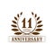 11 years anniversary celebration logo. 11th anniversary luxury design template. Vector and illustration.