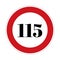 115 kmph or mph speed limit sign icon. Road side speed indicator safety element