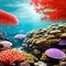 1177 Dreamy Underwater Scene: A magical and enchanting background featuring a dreamy underwater scene with floating jellyfish, c