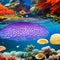1177 Dreamy Underwater Scene: A magical and enchanting background featuring a dreamy underwater scene with floating jellyfish, c