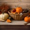 1180 Autumn Harvest: A cozy and rustic background featuring an autumn harvest scene with pumpkins, gourds, and fallen leaves in