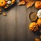 1180 Autumn Harvest: A cozy and rustic background featuring an autumn harvest scene with pumpkins, gourds, and fallen leaves in