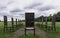 12 bronze chairs - Jurors artwork by Hew Locke in Runnymede, Surrey, UK