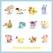 12 cartoon Chinese Zodiac animal stickers