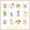 12 cartoon Chinese Zodiac animal stickers