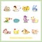 12 cartoon Chinese Zodiac animal stickers