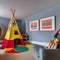 12 A colorful playroom with a teepee, toy storage, and playful decor1, Generative AI