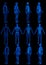 12 detailed holographic xray renders in 1 image, man body with skeleton and organs - anatomical research concept - creative