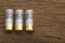 12 Gauge shotgun shells , Ammunition bullets of Shotgun on wooden background