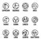 12 horoscope line border in circle icon sign vector set design