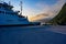 12 july 2019 Ferry in Eidsdal harbor Norway early morning