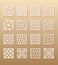 12 laser patterns for room walls in the Arabic style. Traditional oriental ornament in a rectangle for the design of a