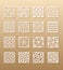 12 laser patterns for room walls in the Arabic style. Traditional oriental ornament in a rectangle for the design of a