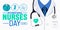 12 May is International Nurses Day background template. nurse dress, medical instrument, medicine,