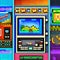 12 Pixelated Retro Arcade Game: A retro and playful background featuring pixelated graphics inspired by classic arcade games, pe