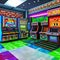 12 Pixelated Retro Arcade Game: A retro and playful background featuring pixelated graphics inspired by classic arcade games, pe