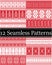 12 Scandinavian style vector patterns inspired by Norwegian Christmas, festive winter seamless pattern in cross stitch